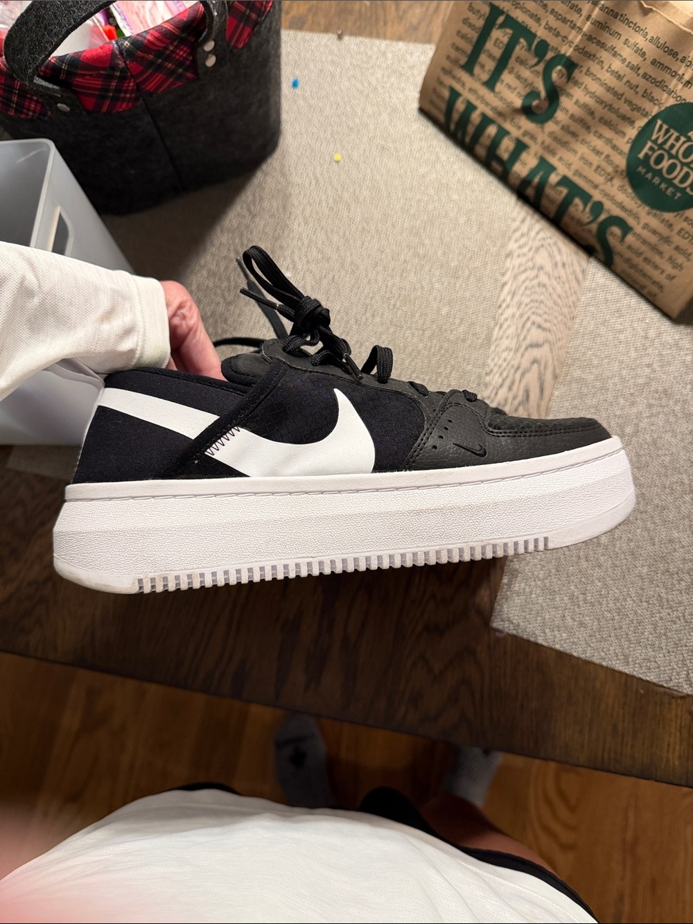 Nike Black and White Low-Top Platform Sneaker